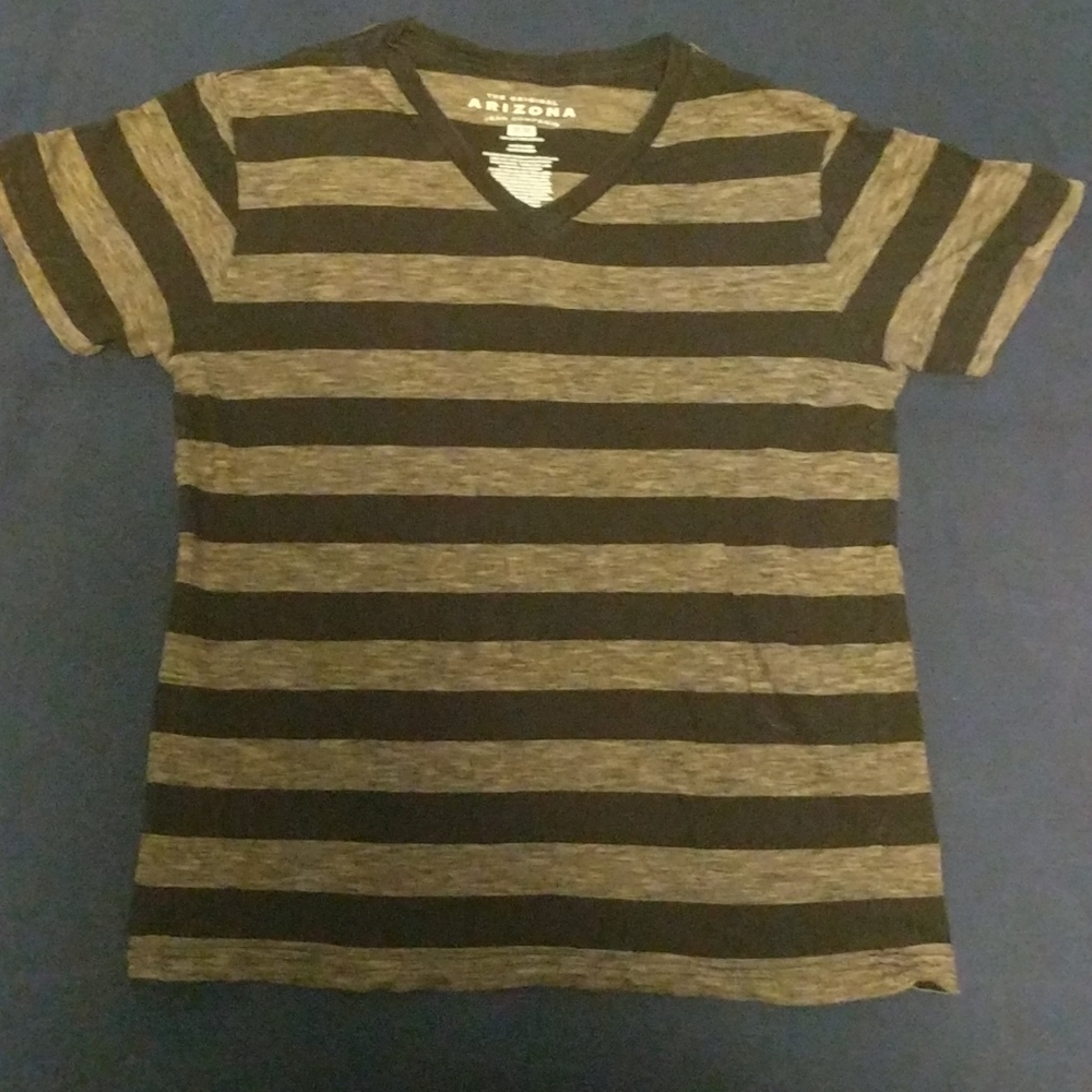 Black and Gray Striped Arizona V-Neck T-Shirt